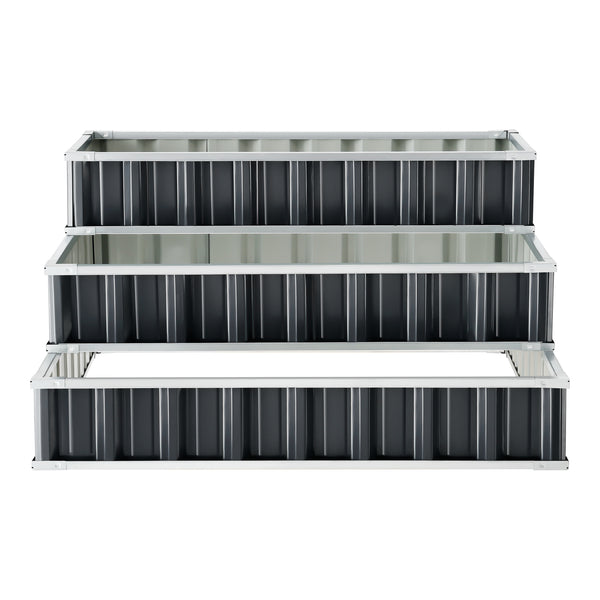 Odlingslåda Renswoude 3-nivåer 118x118x60 cm stål [en.casa]