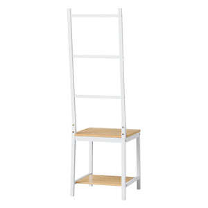 Klädbetjänt Juuka bambu 133x40x42 cm vit natur [en.casa]