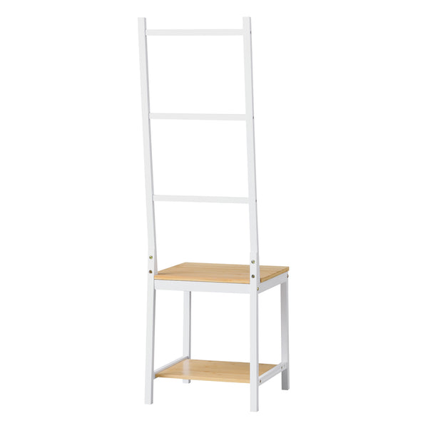 Klädbetjänt Juuka bambu 133x40x42 cm vit natur [en.casa]