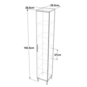 Högskåp Lieto med 6 förvaringsfack 183,5 x 29,5 x 29,5 cm Grå ek [en.casa]