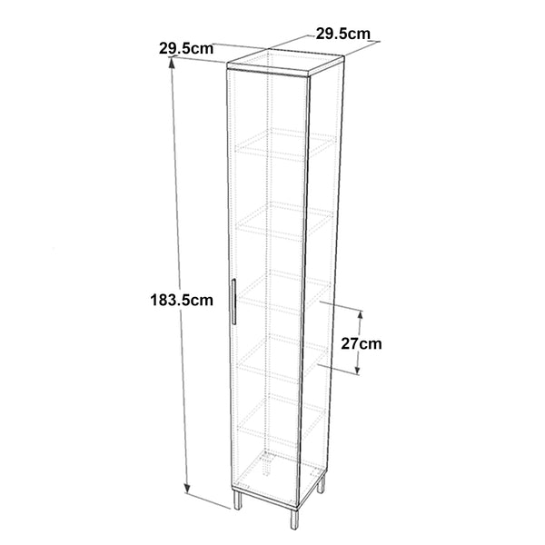 Högskåp Lieto med 6 förvaringsfack 183,5 x 29,5 x 29,5 cm Grå ek [en.casa]