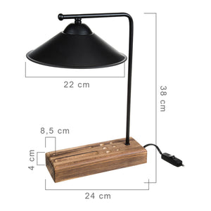 Bordslampa Folkestone E27 massivt trä metall svart / trä [lux.pro]