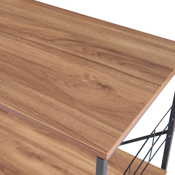 Stående hylla Billund med 4 hyllplan 133 x 60 x 42 cm svart/valnötsutseende [en.casa]