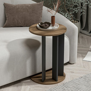 Frederiksberg sidobord 64x34 cm valnötslook / antracit [en.casa]
