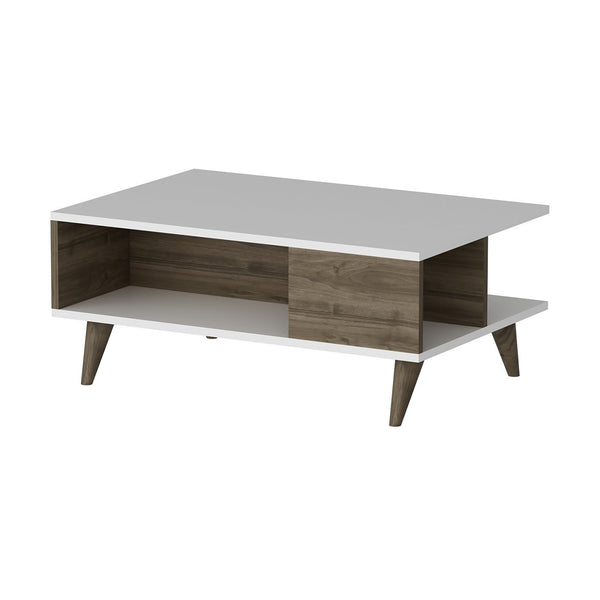 Grenaa soffbord med nedre hylla vit/valnötslook [en.casa]