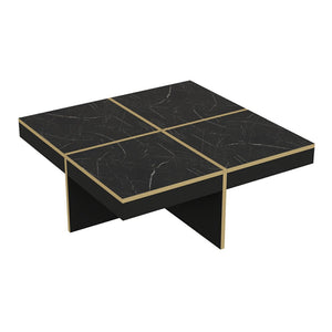 Soffbord Fjerritslev 35x90x90 cm marmorlook svart [en.casa]