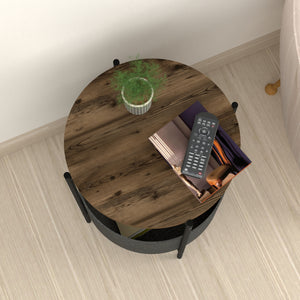 Sidobord Hofors 60x43cm antracit/ek-look, antik [en.casa]