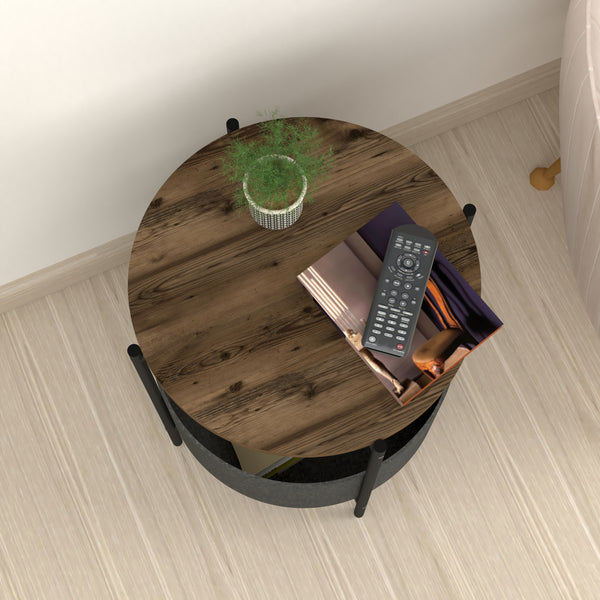 Sidobord Hofors 60x43cm antracit/ek-look, antik [en.casa]