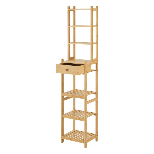 Hylla Siilinjärvi med låda bambu 163x33x28 cm [en.casa]