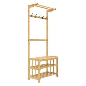 Klädhängare med bänk Tornio klädstativ 168x70x35 cm bambu [en.casa]