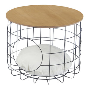 Bordsset i rotting Haapajärvi i set om 2 med kattgrotta [en.casa]