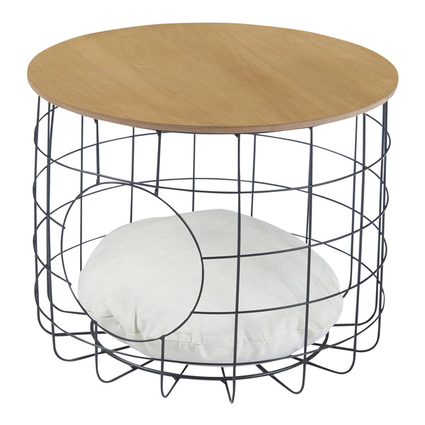 Bordsset i rotting Haapajärvi i set om 2 med kattgrotta [en.casa]