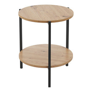 Sidobord Kuopio 50xØ40cm svart/trälook [en.casa]