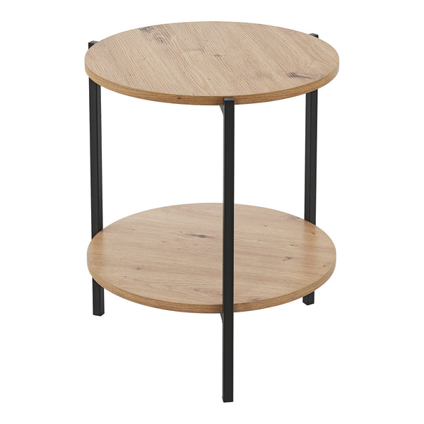 Sidobord Kuopio 50xØ40cm svart/trälook [en.casa]
