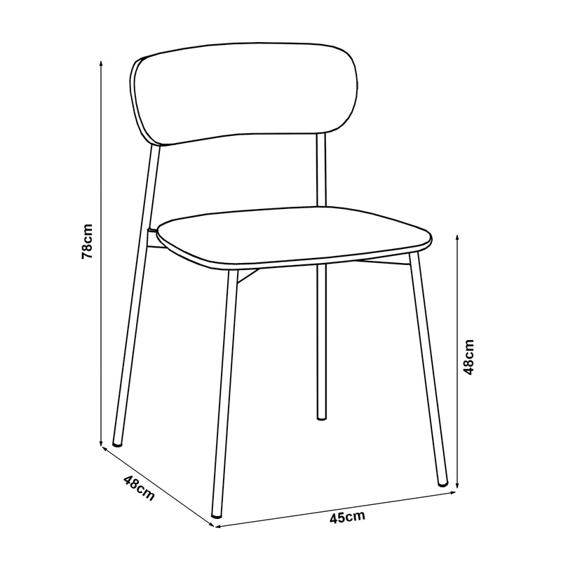 Måttskiss Stol Jyväskylä set om 2 beige 78x45x48 cm [en.casa]