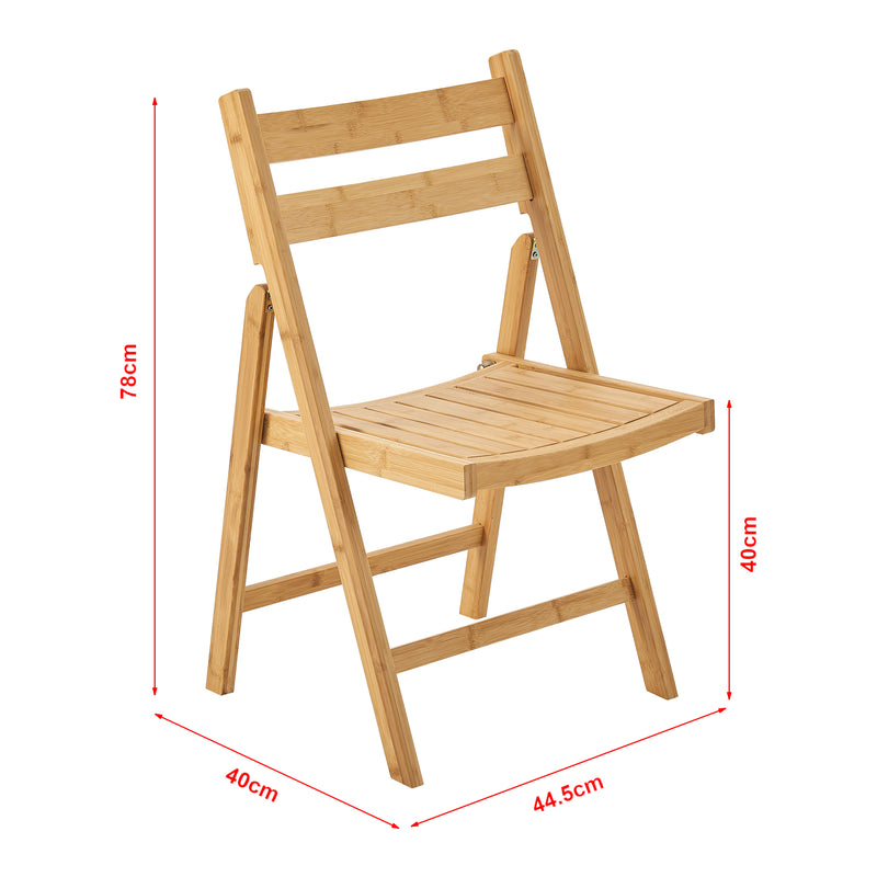 Måttskiss Fällbar stol Gran av bambu, set om 2 [en.casa]