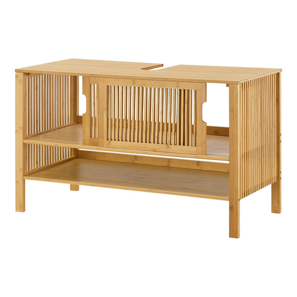 Tvättställsskåp Hvaler 60x100x45cm bambu [en.casa]