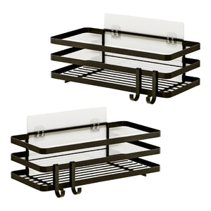 Duschhylla utan borrning Pertunmaa 2-pack 25x12x7,5cm Svart [en.casa]