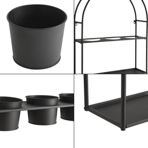 Merikarvia växthylla med 3 metallkrukor [en.casa]