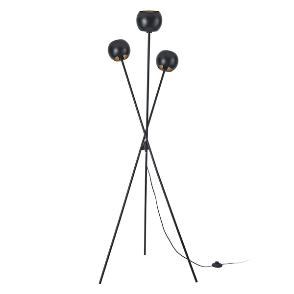Golvlampa Nykvarn 3-ljus metall svart [lux.pro]