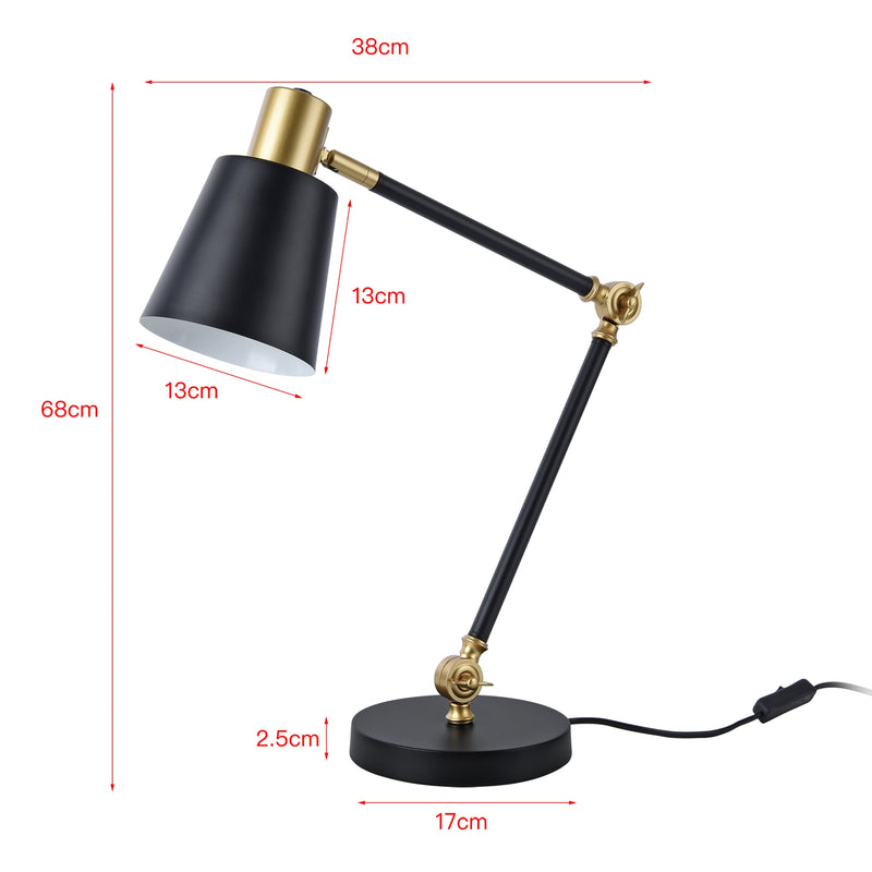 Måttskiss Abergele bordslampa svart / guldfärgad [lux.pro]