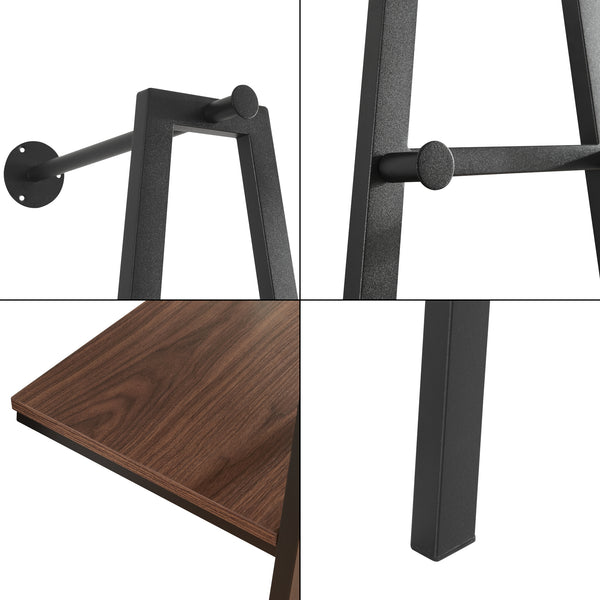 Väggmonterad klädhängare Bjørnafjorden med hyllor 174x56x40 cm valnötsfärg [en.casa] 