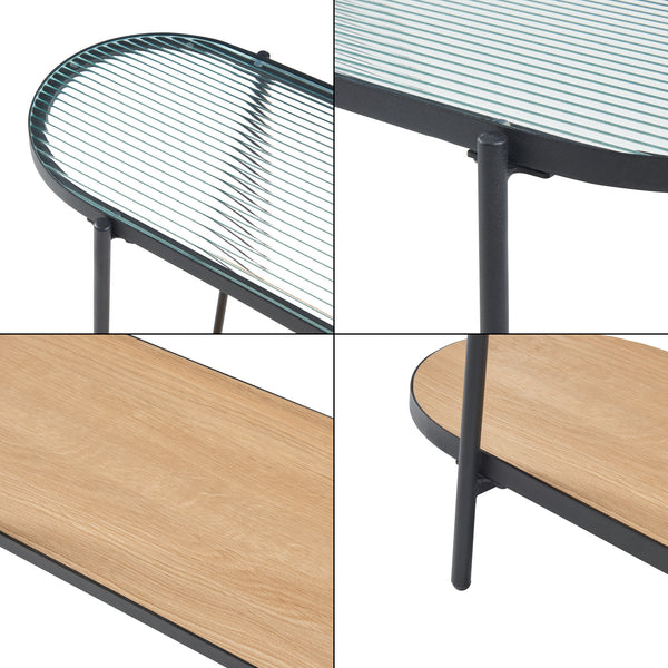 Sidobord Høyanger 80x80x30 cm metall glas [en.casa]