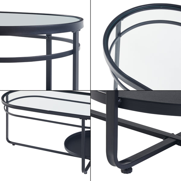 Soffbord Kumla 90x42,5x46 cm glas metall [en.casa] 