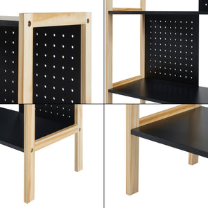 Fristående hylla Dønna 120x63x28cm Svart/Träfärgad [en.casa]