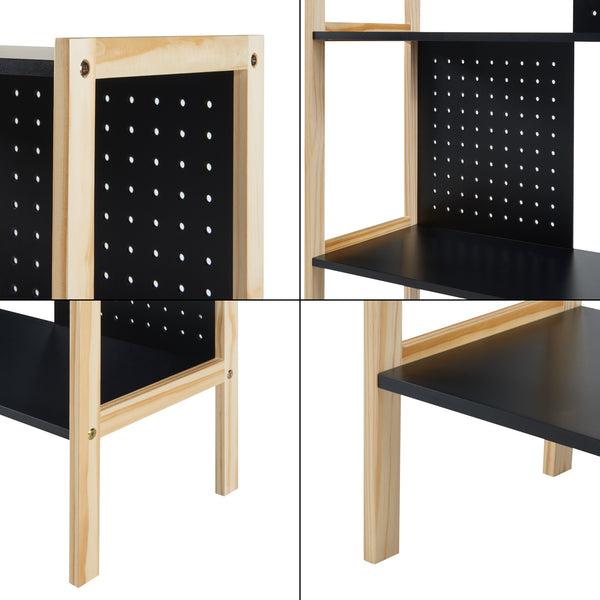 Fristående hylla Dønna 120x63x28cm Svart/Träfärgad [en.casa]
