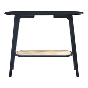 Konsolbord Taivalkoski 100x35x80 cm Svart/Rattanutseende [en.casa]