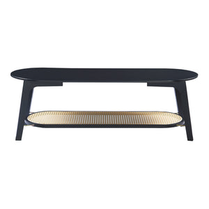 Soffbord Taivalkoski 120x43x40 cm Svart/Rattanutseende [en.casa]
