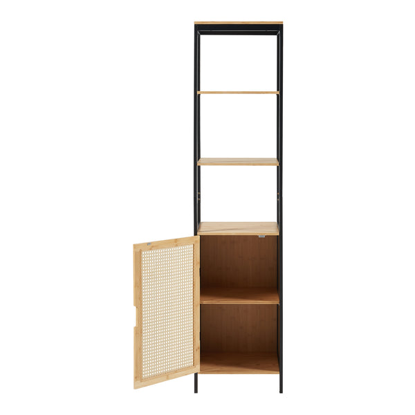 Högskåp Tervola 172x40x35cm Bambus Svart [en.casa]
