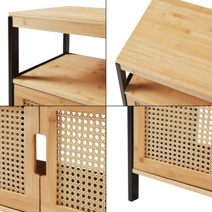 Tvättställsskåp Tervola 60x60x35 cm Svart/Bambu [en.casa]