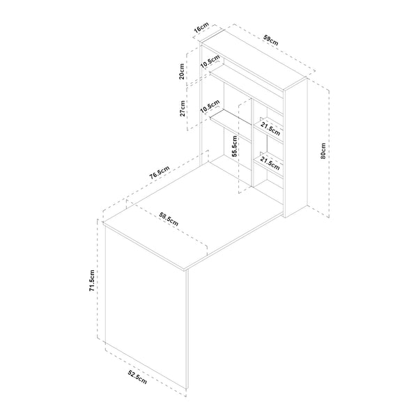 Väggfällbord Greve Vit / Träutseende [en.casa]