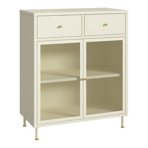 Vitrinskåp Lindau 97x80x40 cm stål creme [en.casa]