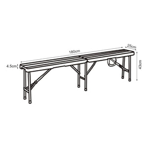 Hopfällbar bänk Lillestrøm 180x25x43 cm trämönster [en.casa]