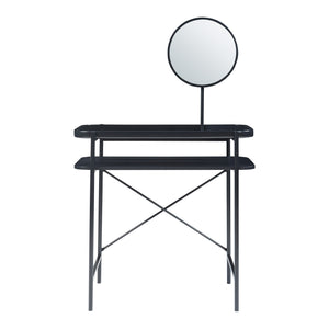 Sminkbord Hjelmeland med spegel 129x80x44 cm Svart [en.casa]