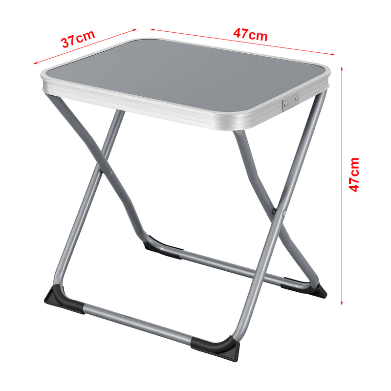 Måttskiss Campingpall/bord Barete 2-i-1 hopfällbar 47x47x37 cm grå [en.casa]