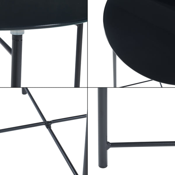 Sidobord Ödeshög med glasskiva 45xØ42cm Svart [en.casa]