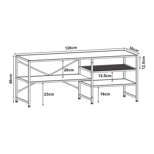 TV-bord Västiarharg 120x30x46 cm Svart/Walnut-look [en.casa]