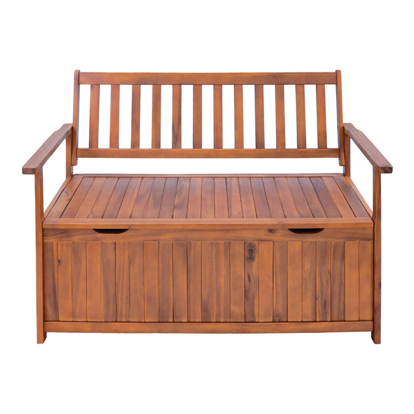 Trädgårdsbänk Avezzano med förvaringsfack 130x60x88cm Akacia FSC®-certifierad [en.casa]