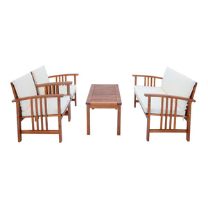 Trädgårdsset Brissogne akacia beige [en.casa]