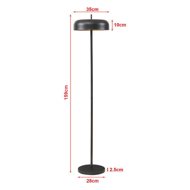 Måttskiss Golvlampa Barton 2-lågig Metall 159 cm Svart [lux.pro]