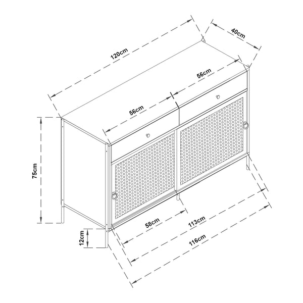 TV-bänk Tysnes 120x40x75 cm Ek/Svart [en.casa]