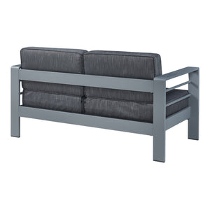 Trädgårdssoffa Avise med dynor 144x70x62 cm grå [casa.pro] 