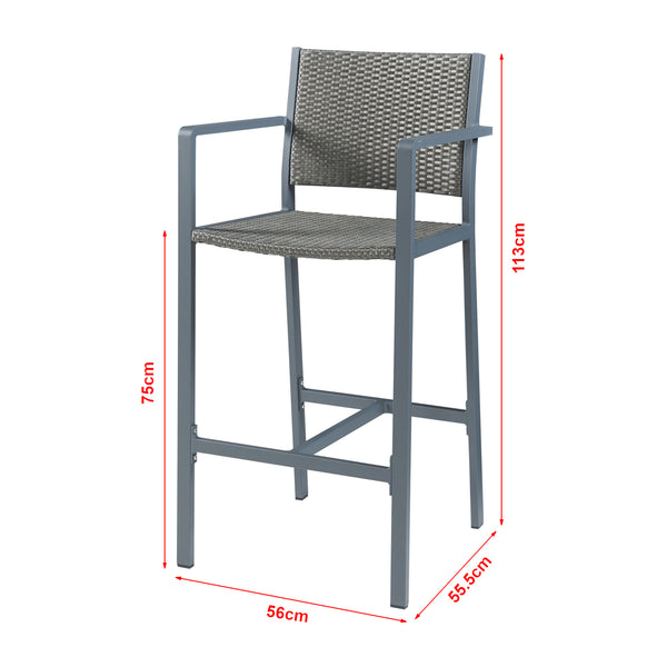 Utomhusstol 2-pack Avise Aluminium Mörkgrå [casa.pro]
