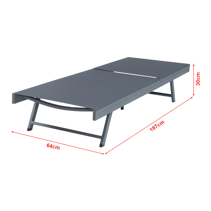Måttskiss Solstol Baragiano 197x64x30 cm Mörkgrå [casa.pro]