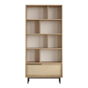 Bokhylla Kvænangen 176x84x30 cm Eklook/Rattanlook [en.casa]