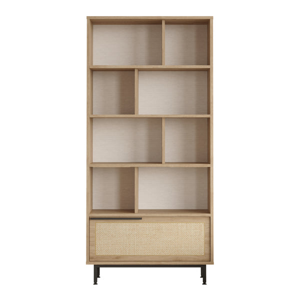 Bokhylla Kvænangen 176x84x30 cm Eklook/Rattanlook [en.casa]